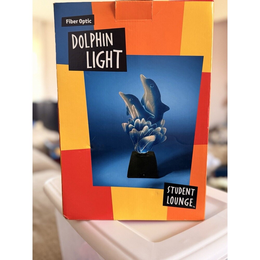 Vintage Student Lounge Fiber Optic Dolphin Light New In Box Opened To Test 90s